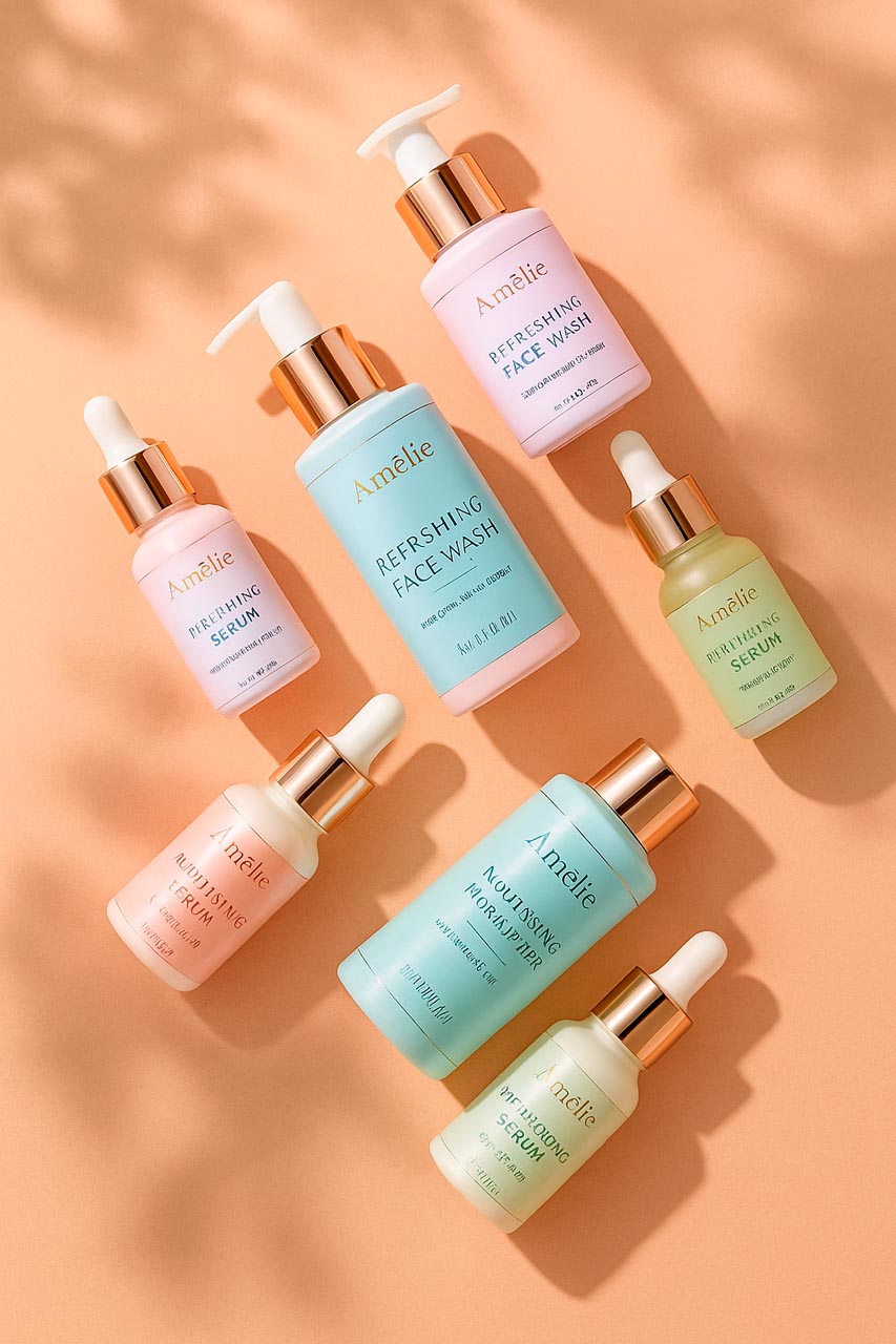 Fotografía de cosméticos en conjunto con branding editorial para ecommerce.